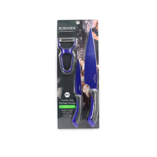 Set De 2 Cuchillos De Cocina + Pelador Frutas Y Verduras