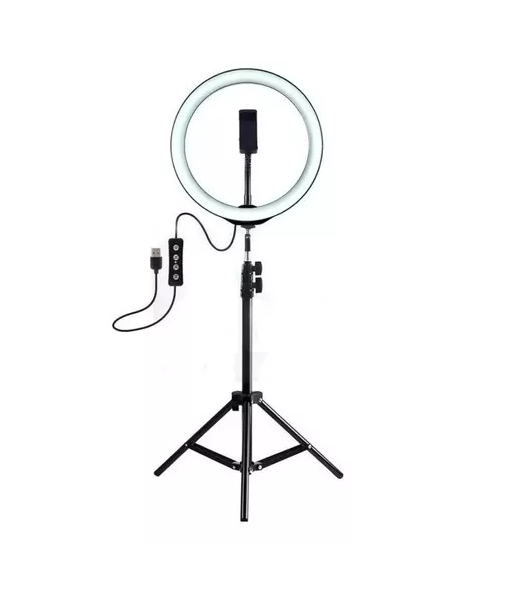 Aro De Luz Led 26 Cm Con Trípode 2 Metros Color De La Estructura Negro/o