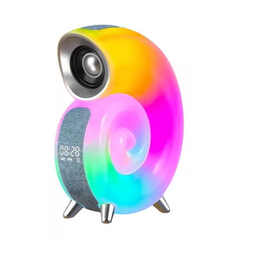 Bocina Altavoz Musical Despertador Bluetooth Forma De Concha Color Gris