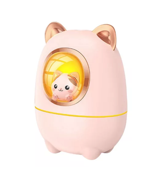 Mini Humidificador Ultrasónico Capsula Espacial Gatito 200ml Color Rosa claro