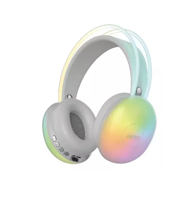 Auriculares Inalámbricos Bluetooth 5.3 Micrófono Wk30 Rgb Color Gris