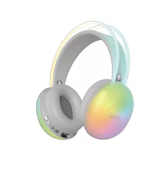 Auriculares Inalámbricos Bluetooth 5.3 Micrófono Wk30 Rgb Color Gris