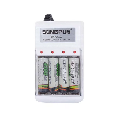 Cargador De Pilas Songpus + 4 Pilas Aa Soporta Aa/aaa