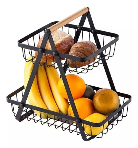 Cesta Para Frutas Vegetales Organizador Multiusos 2 Niveles