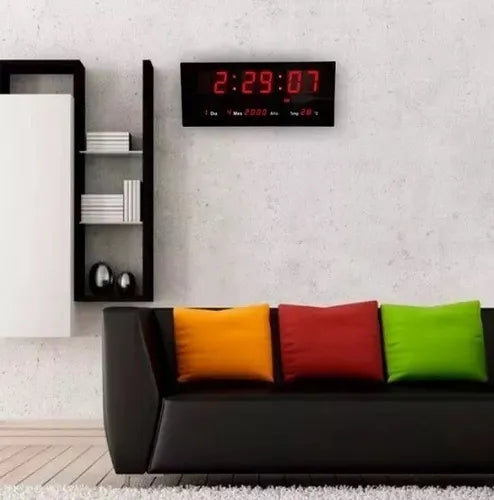 Reloj Digital De Pared Con Pantalla Led Modelo 3615 Estructura Negro