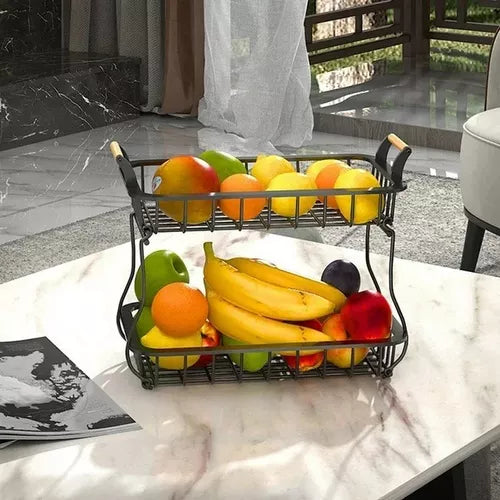 Cesta 2 Niveles Organiza Almacena Frutas Verduras