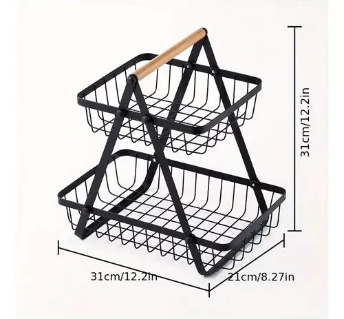 Cesta Para Frutas Vegetales Organizador Multiusos 2 Niveles