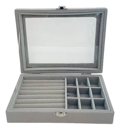 Joyero Caja Exhibición Estuche Organizador De Joyas Ld-1016 Color Gris