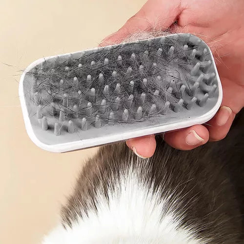 Cepillo De Baño Perro Gato Silicona Con Dispensador Champú Color Blanco