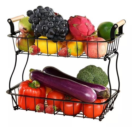 Cesta 2 Niveles Organiza Almacena Frutas Verduras