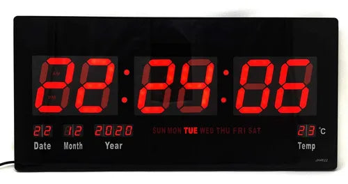 Reloj Digital Led Pared Alarma Calendario Temperatura