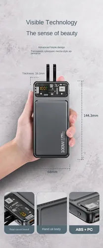 Batería Externa Power Bank 10000 Mah Usb-c Ligthning Color Gris