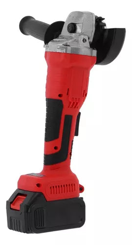 Esmeril Angular Recargable Eléctrico 2 Baterías Color Rojo Con Negro