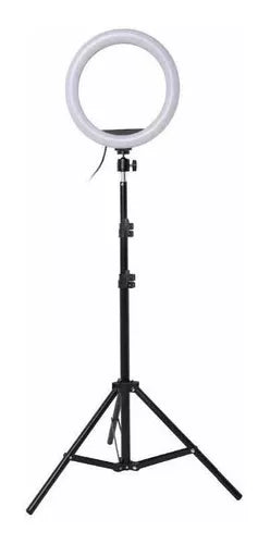 Aro De Luz Led 26 Cm Con Trípode 2 Metros Color De La Estructura Negro/o