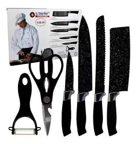 Juego de cuchillos de 6 piezas, tijeras de cocina