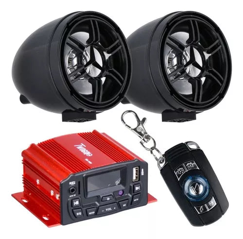 Alarma Motocicleta Amplificador Parlantes Control De Mando