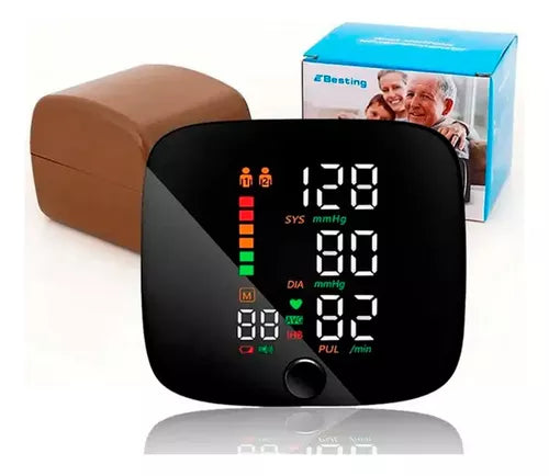 Monitor De Presión Arterial De Muñeca Con Voz Usb Recargable Color Negro