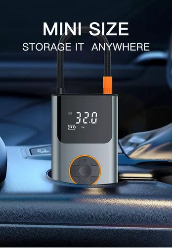 Compresor Inflador De Aire Portátil Digital 2000mah*2 Color Gris
