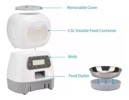 Comedero Automático Dispensador Comida Mascotas Programable