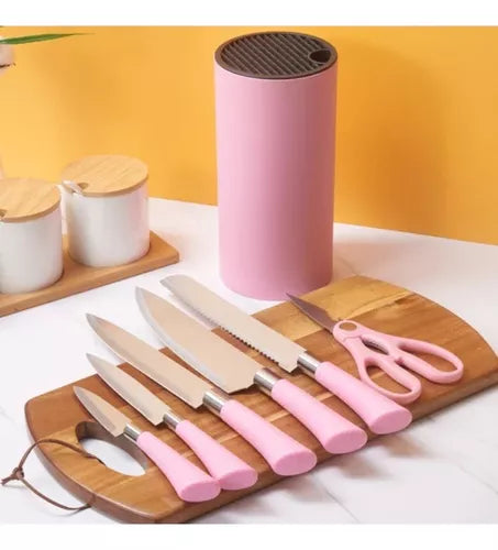 Juego De Cuchillos Set De 7 Piezas Con Tijeras Y Taco