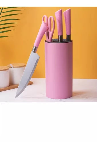 Juego De Cuchillos Set De 7 Piezas Con Tijeras Y Taco