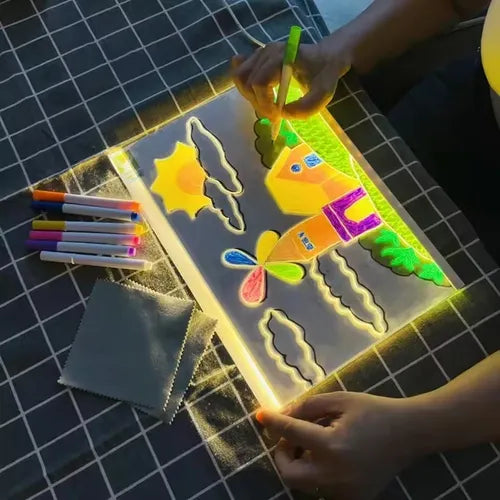 Pizarra Tablero Acrílico Luz Led Con Plumones
