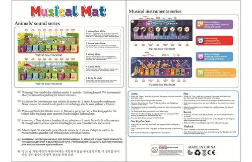 Alfombrilla Piano Musical Para Niños Animales Juego Musical