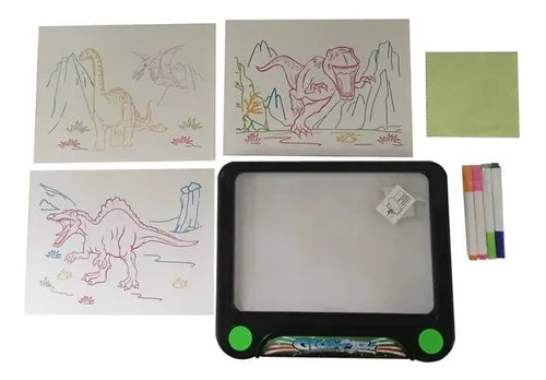 Pizarra 3d Led Luminosa Mágica Glow Para Niños Plumones Neón Color Negro