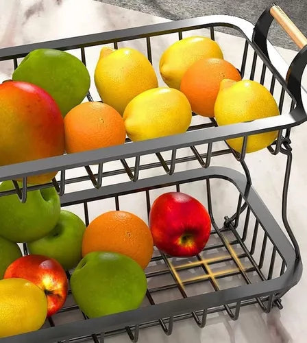 Cesta 2 Niveles Organiza Almacena Frutas Verduras