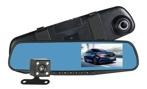 Espejo Carro Retrovisor Dvr Cámara D Reversa 4.3 PuLG 1080hd