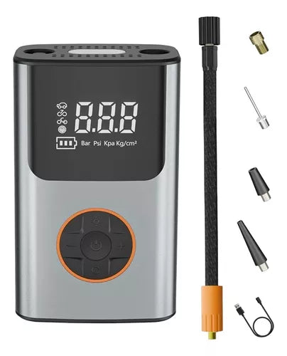 Compresor Inflador De Aire Portátil Digital 2000mah*2 Color Gris