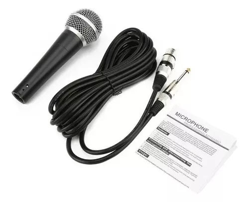 Micrófono Vocal Profesional Sm58 Dinámico Cardioide Karaoke Color Negro Con Plateado