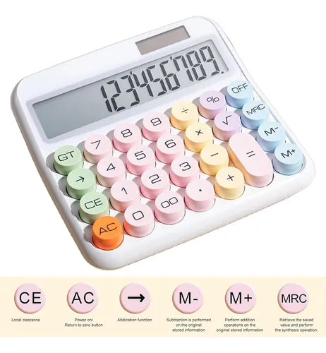 Calculadora 12 Dígitos Teclas Grandes De Colores