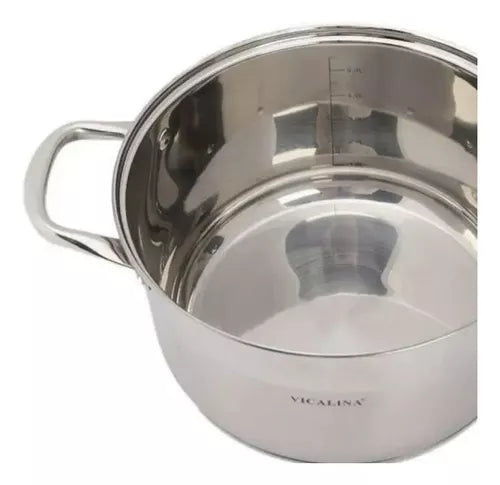 Olla Con Tapa De Vidrio Acero Inoxidable Vl-7014 4,8lts
