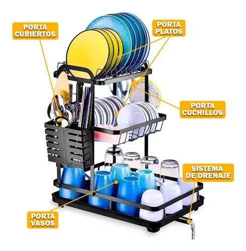 Escurridor De Platos Secador Con Bandeja 3 Niveles Mj-3042