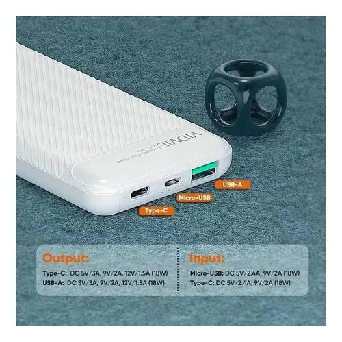 Cargador Portátil Power Bank Vidvie 10000mah 18w Pb760 Color Blanco