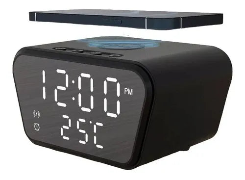 Reloj Despertador Con Cargador Inalámbrico Y Termómetro