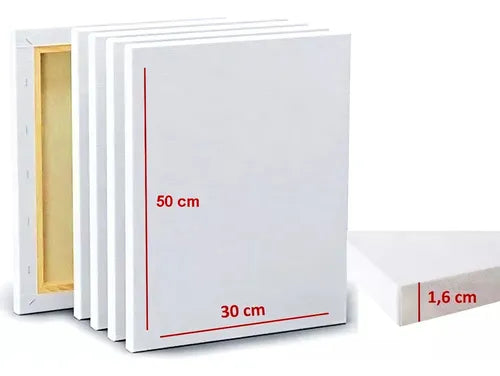 Bastidor De Madera Lienzo De Tela Pintura Blanco 30cmx50cm