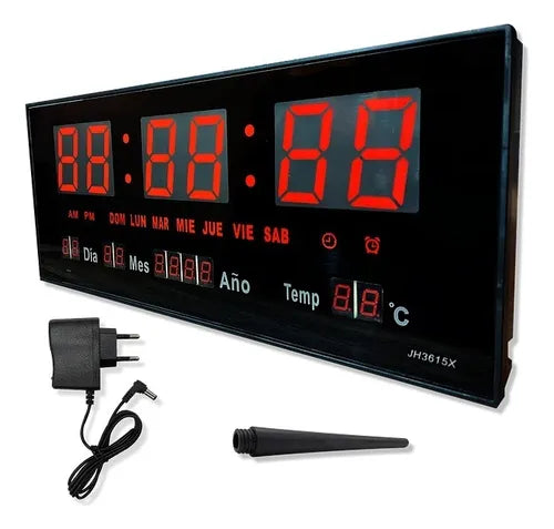 Reloj Digital De Pared Con Pantalla Led Modelo 3615 Estructura Negro