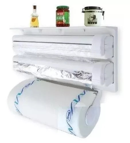 Dispensador Corta Fácil Triple Papel Film Toalla Cocina