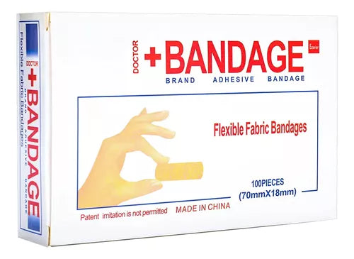 100 Curitas Banditas Adhesivas Tamaño 18mm X 70mm 1 Caja