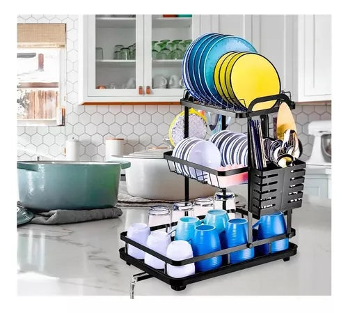 Escurridor De Platos Secador Con Bandeja 3 Niveles Mj-3042