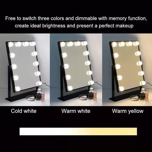Espejo Maquillaje Tocador Profesional Led 12 Luces Usb 360°