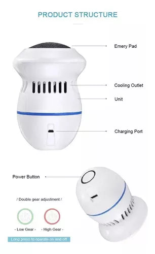 Removedor De Callos Exfoliador Limpieza Pies Suaves Usb Color Blanco