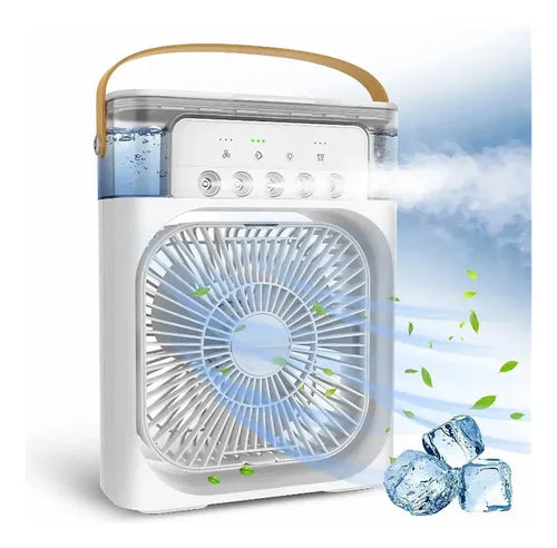 Mini Ventilador Enfriador De Aire+cubeta Para Hielo Silicona