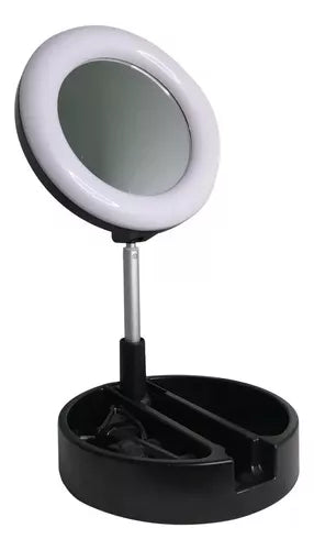 Aro De Luz Led+espejo De Maquillaje+soporte De Celular 3en1