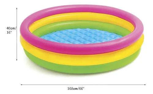 Piscina Para Bebes Redonda 3 Anillos Acolchada 168cmx40cm