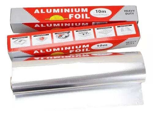 Papel Aluminio Foil Para Cocina Horno Caja Rollo De 10 Mts