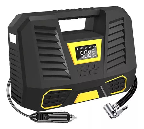 Compresor Inflador Aire Portátil 12v Inalámbrico C1808-2 Color Negro