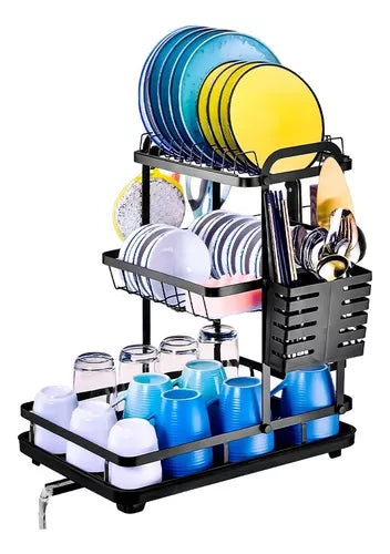 Escurridor De Platos Secador Con Bandeja 3 Niveles Mj-3042